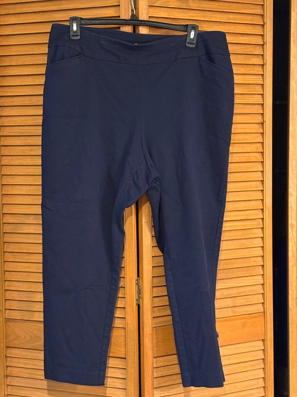 Croft & Barrow Navy Pull On Pants 20W Short Effortless Stretch Straight Slacks
